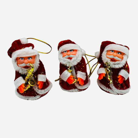 Decoratiune pentru Craciun, Mos Craciun cu agatatoare, culori combinate, 10cm, en-gros