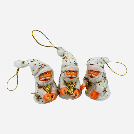 Decoratiune pentru Craciun, Mos Craciun cu agatatoare, culori combinate, 10cm, en-gros
