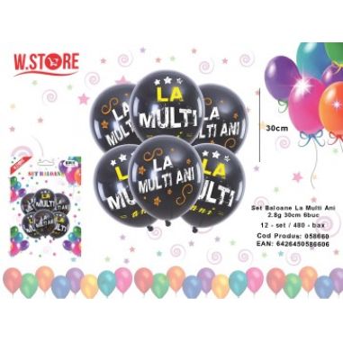 Set 6 Baloane LA MULTI ANI 2.8gr, 30cm