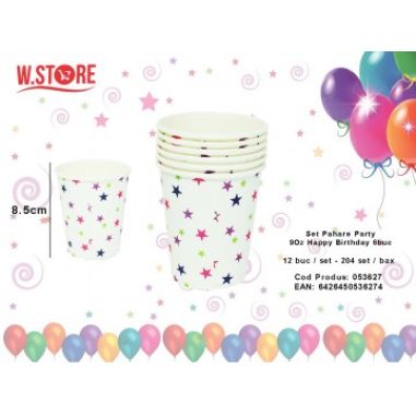 Set 6 Pahare Party, Happy Birthday, 9Oz