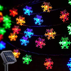 Instalație solară cu 50 LED-uri în formă de fulg, 10...