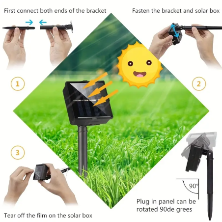 Instalație solară cu 50 led-uri in formă de globulețe, 10 metri, multicolor, en-gross
