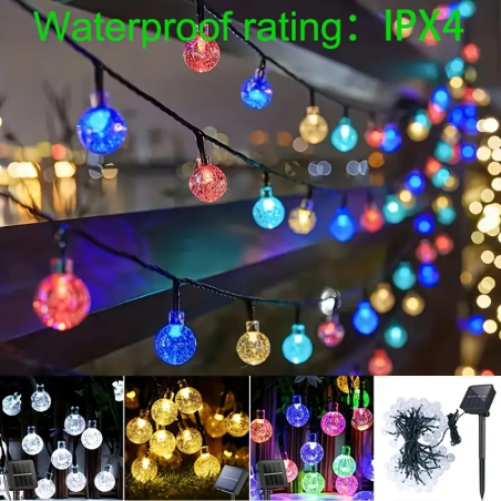 Instalație solară cu 50 led-uri in formă de globulețe, 10 metri, multicolor, en-gross