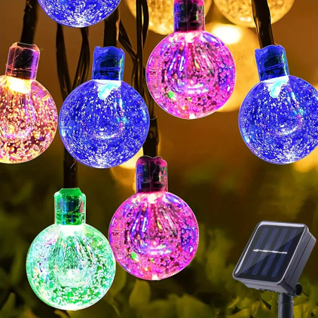 Instalație solară cu 50 led-uri in formă de globulețe, 10 metri, multicolor, en-gross