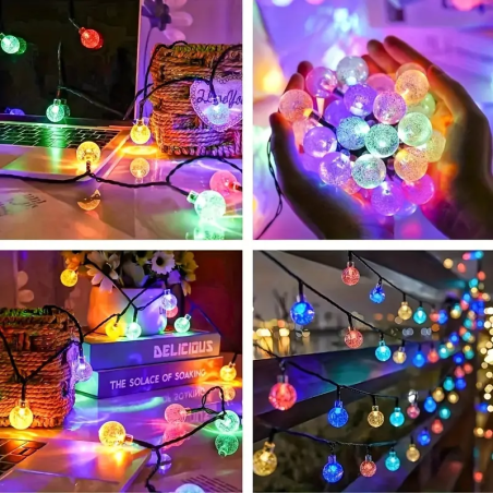 Instalație solară cu 50 led-uri in formă de globulețe, 10 metri, multicolor, en-gross