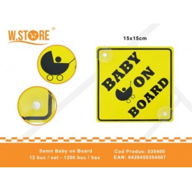 Semn auto BABY ON BOARD, 15×15CM