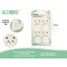 Set 4 cuiere pvc model Pisicuta, sustinere 1kg