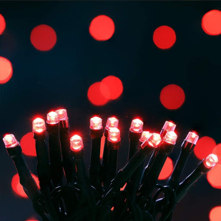 Instalație tip șir cu 100 LED-uri, 10 metri, lumină roșie, en-gros