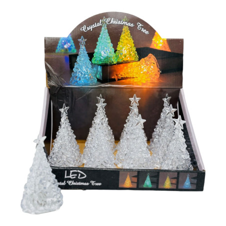 Decoratiune pentru Craciun Bradut transparent cu lumini led , 10×5cm, en-gros