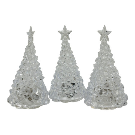 Decoratiune pentru Craciun Bradut transparent cu lumini led , 10×5cm, en-gros