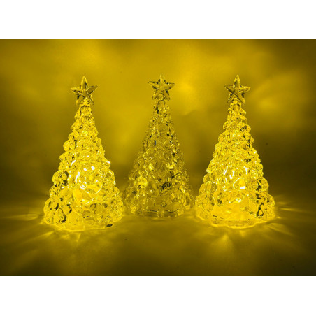 Decoratiune pentru Craciun Bradut transparent cu lumini led , 10×5cm, en-gros