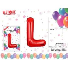 Balon din folie metalizata Litera L, 35cm, Rosu