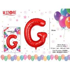 Balon din folie metalizata Litera G, 35cm, Rosu