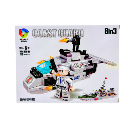 Joc de construcție pentru baieti Coast Guard, +130piese, 23.5×18.5×4.5cm, +6ani, en-gros