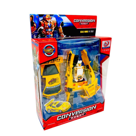 Masinuta de curse care se transforma in robot, Conversio Robot, cu lumini, diverse culori,  21.5×18.5×6.5cm, +3ani, en-gros
