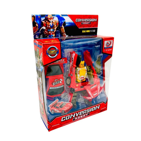 Masinuta de curse care se transforma in robot, Conversio Robot, cu lumini, diverse culori,  21.5×18.5×6.5cm, +3ani, en-gros