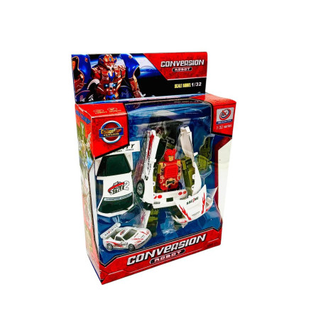Masinuta de curse care se transforma in robot, Conversio Robot, cu lumini, diverse culori,  21.5×18.5×6.5cm, +3ani, en-gros