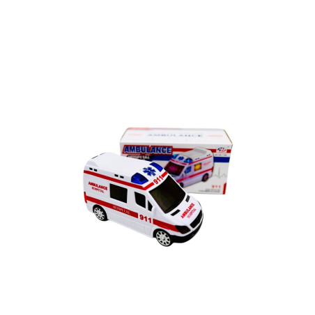 Masinuta Ambulanta tip Duba, cu sunete si lumini, 3D Ambulance, 17.5×9×7.5cm, +3ani, en-gros