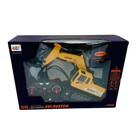 Excavator metal cu radiocomanda, acumulator inclus, 30×23×9.5cm, +3ani, en-gros